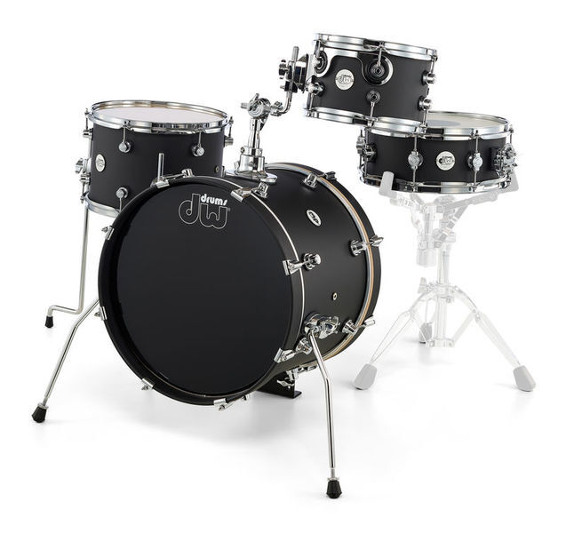 DW Design Series 18" 'Mini Pro' 4 Piece Shell Pack - Black Satin | Groove Warehouse