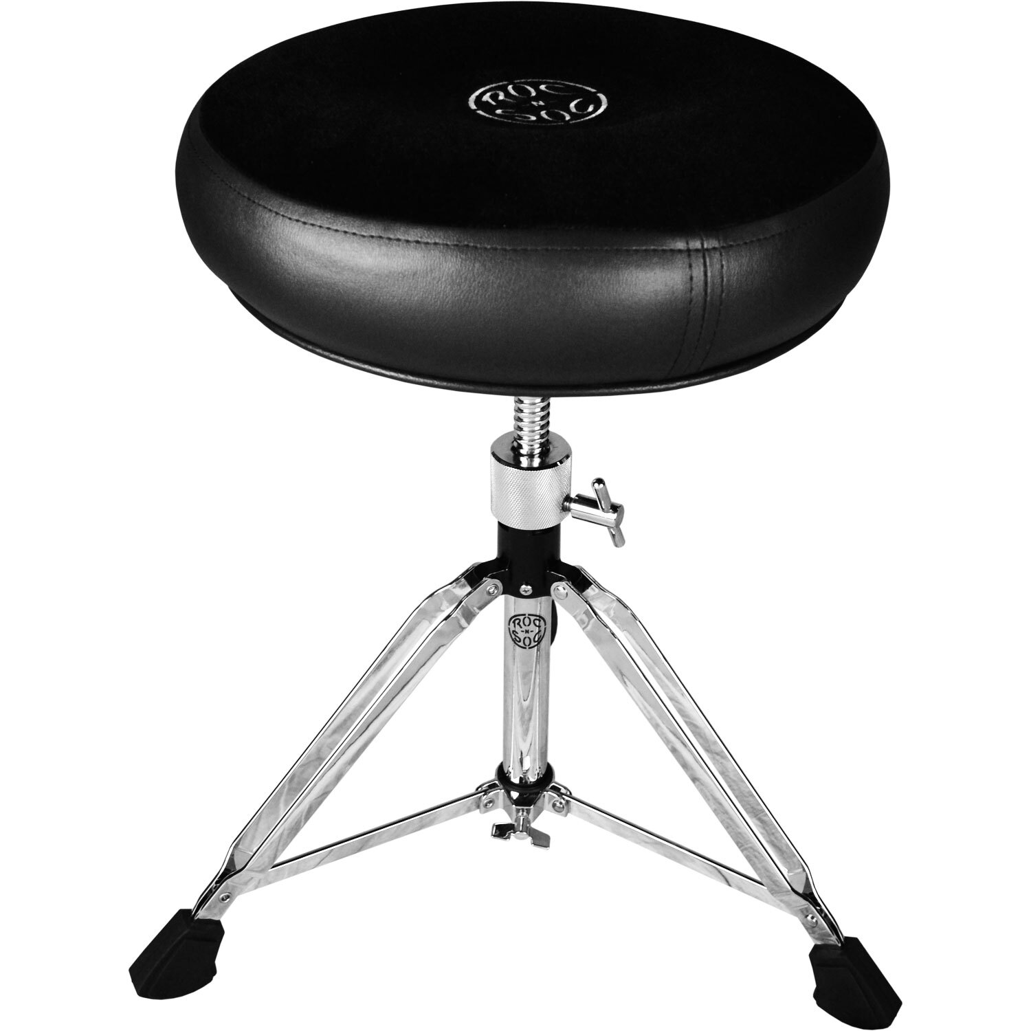 Roc-N-Soc Manual Spindle Round Drum Throne Black 