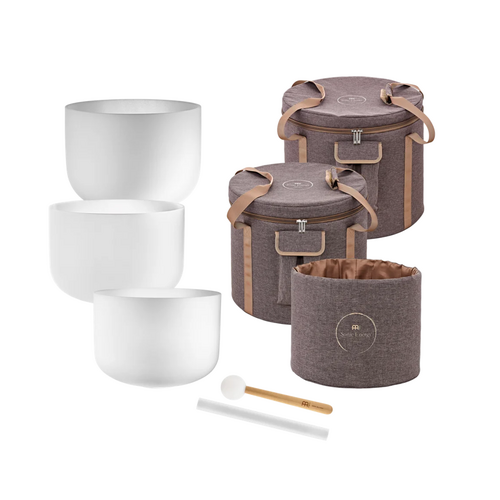 Meinl Sonic Energy 3-piece Crystal Singing Bowl Set, C3 / E3 / G3, 440 Hz