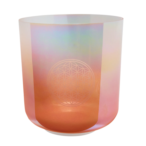 Meinl Sonic Energy 9" Essence Crystal Singing Bowl C3, Light Rose Gold, 128 Hz, Flower of Life