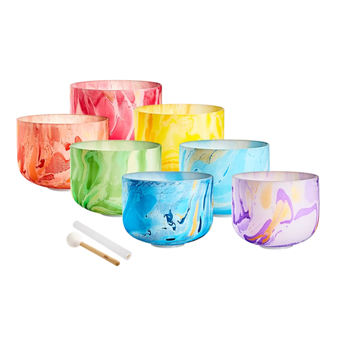 Meinl Sonic Energy 7-piece Marble Crystal Singing Bowl Chakra Set - 432Hz