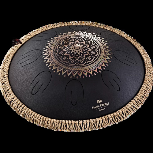 Octave Steel Tongue Drum, Black, Engraved Floral Design