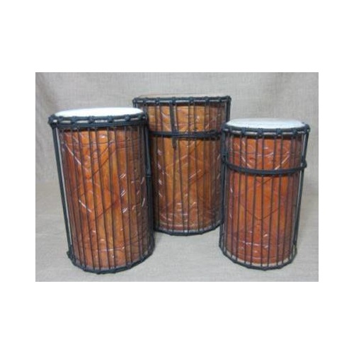 African Dun Dun Set of Three Drums Natural Skins