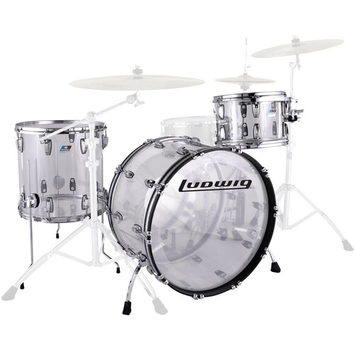 Ludwig Vistalite Fab 3pc Shell Pack with 22" Bass Drum - Clear
