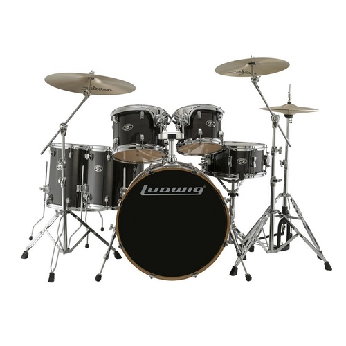 Ludwig 6pc Evolution Maple Drum Shell Pack -Trans Black Finish