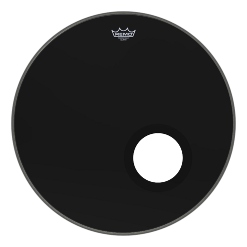 Remo 24" Powerstroke P3 Ebony Bass Drum head - 5" Black DynamO