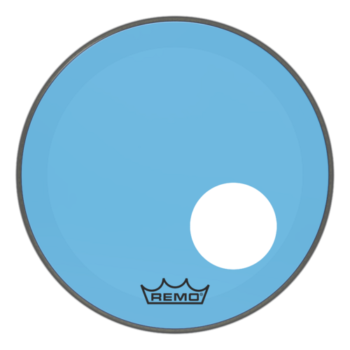 Remo 18" Powerstroke P3 Colortone Blue Bass Drum Head, 5" Offset Hole