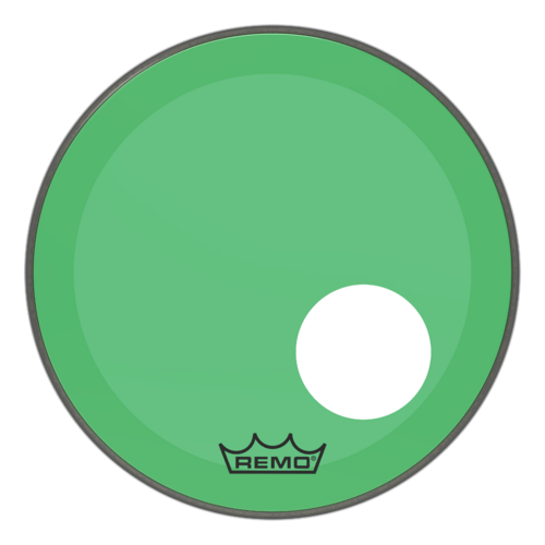 Remo 18" Powerstroke P3 Colortone Green Bass Drum Head, 5" Offset Hole