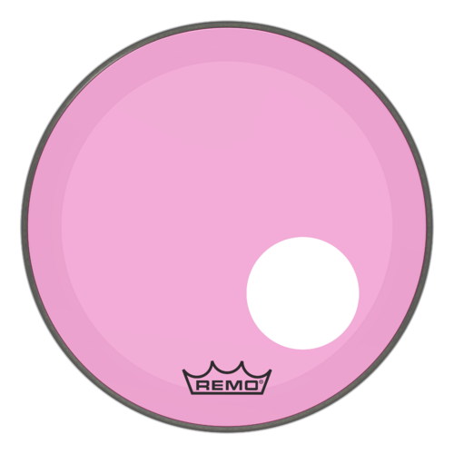 Remo 18" Powerstroke P3 Colortone Pink Bass Drum Head, 5" Offset Hole