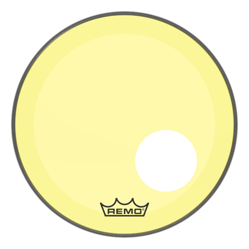 Remo 18" Powerstroke P3 Colortone Yellow Bass Drum Head, 5" Offset Hole