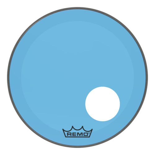 Remo 20" Powerstroke P3 Colortone Blue Bass Drum Head, 5" Offset Hole