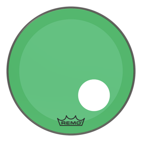 Remo 20" Powerstroke P3 Colortone Green Bass Drum Head, 5" Offset Hole