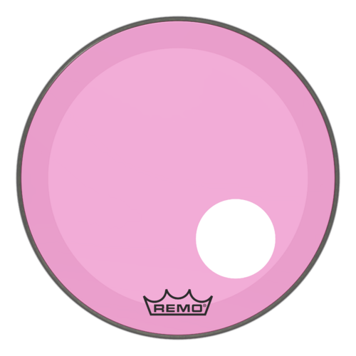 Remo 20" Powerstroke P3 Colortone Pink Bass Drum Head, 5" Offset Hole