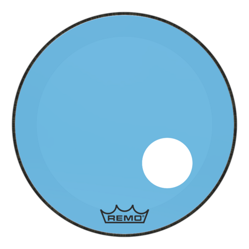 Remo 22" Powerstroke P3 Colortone Blue Bass Drum Head, 5" Offset Hole