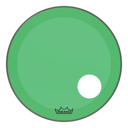Remo 22" Powerstroke P3 Colortone Green Bass Drum Head, 5" Offset Hole