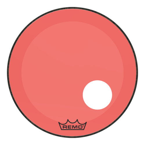 Remo 22" Powerstroke P3 Colortone Red Bass Drum Head, 5" Offset Hole
