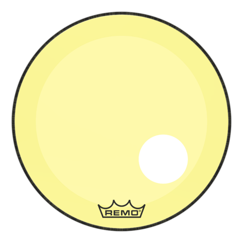 Remo 22" Powerstroke P3 Colortone Yellow Bass Drum Head, 5" Offset Hole