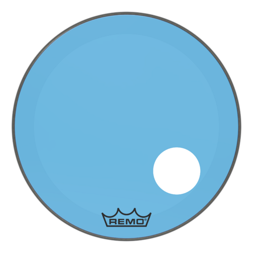 Remo 24" Powerstroke P3 Colortone Blue Bass Drum Head, 5" Offset Hole