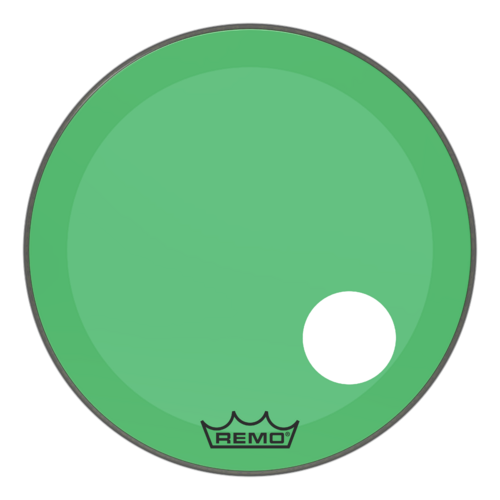 Remo 24" Powerstroke P3 Colortone Green Bass Drum Head, 5" Offset Hole