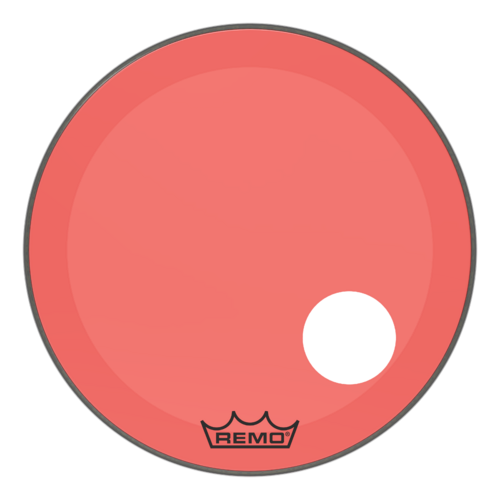 Remo 24" Powerstroke P3 Colortone Red Bass Drum Head, 5" Offset Hole