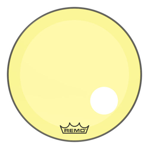 Remo 24" Powerstroke P3 Colortone Yellow Bass Drum Head, 5" Offset Hole