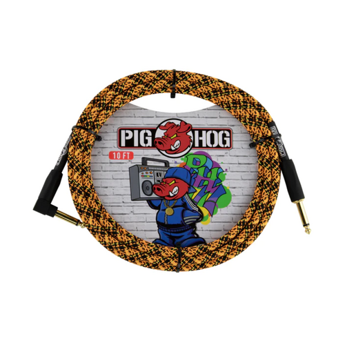 Pig Hog "Orange Graffiti" Instrument Cable, 10ft Right Angle
