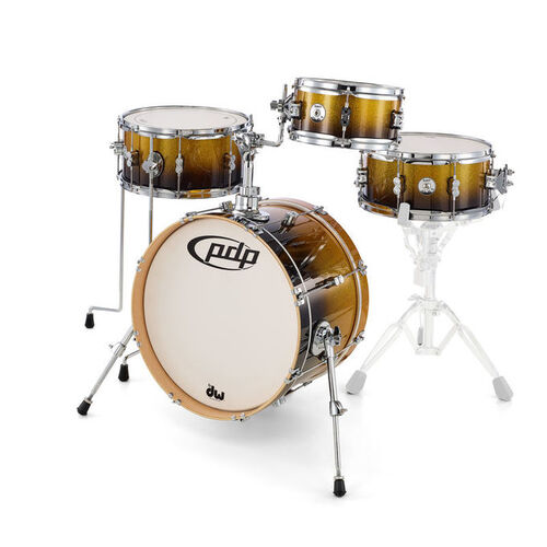 PDP Daru Jones 'New Yorker' Compact Drum Kit Shell Pack Yellow/Black Sparkle Fade