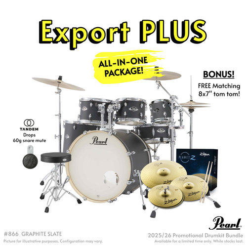 Pearl Export Plus 22" Fusion Kit With Cymbals And Hardware - Graphite Slate