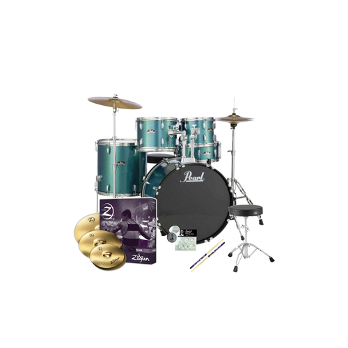 Pearl Roadshow 20" 5pc Drum Set With Hardware and Cymbals - Aqua Blue Glitter Finish