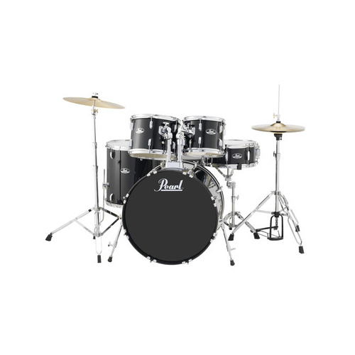 Pearl Road Show 20Inch 5-Pcs Fusion Drum Kit W/Hardware & Cymbals Jet Black