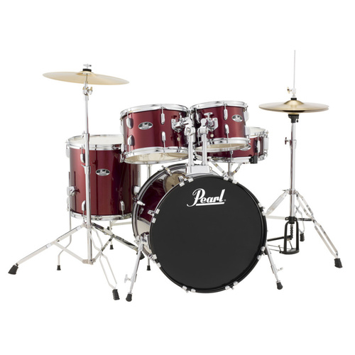 Pearl Roadshow 20Inch 5-Pcs Fusion Drum Kit W/Hardware & Cymbals Red Wine