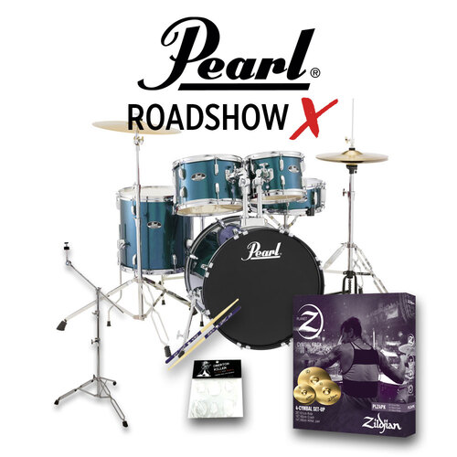 Pearl Roadshow X 22" Drum Kit Package - Aqua Blue Glitter