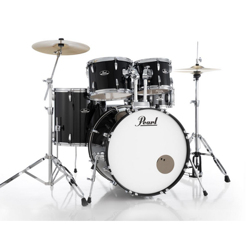 Pearl Roadshow 22" 5-PCS FUSION PLUS DRUM KIT w/HARDWARE AND CYMBALS  JET BLACK (INC. THRONE)