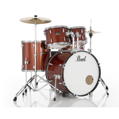 Pearl Roadshow 22" 5-Pcs Fusion Plus Drum Kit w/Hardware and Cymbals Orange Sparkle (INC. THRONE)