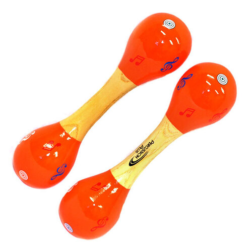 Percussion Plus Double-ended Wooden Maracas in Orange