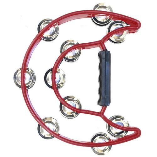 Percussion Plus Half Moon Tambourine  - Red