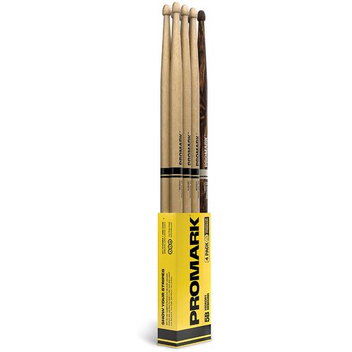 Promark Rebound 5A Wood Tip - Pack of 3 with Bonus Firegrain 5A