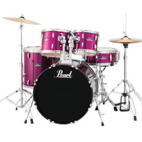 Roadshow Fusion 22" 5pc Plus Drum Kit W/ Hardware, Throne, Planet Z Cymbal Pack & Zildjian Artist Drumsticks - Pink Metallic