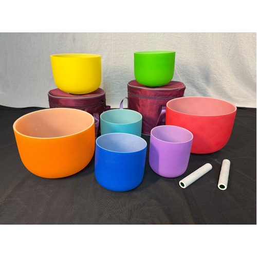 Rainbow Crystal Singing Bowl Set 6" - 12"