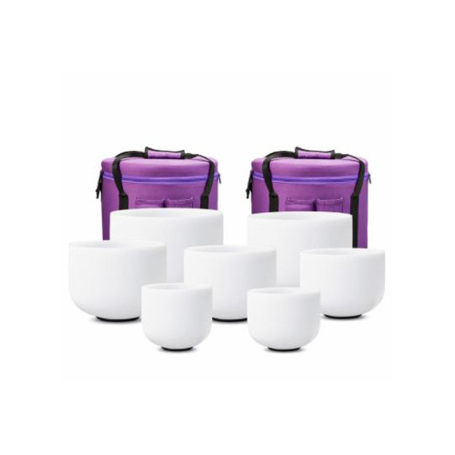 Crystal Singing Bowl Set of 7 With Bags - White - Large