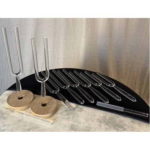 Small Crystal Tuning Fork 8pc Set - 10mm - With Case