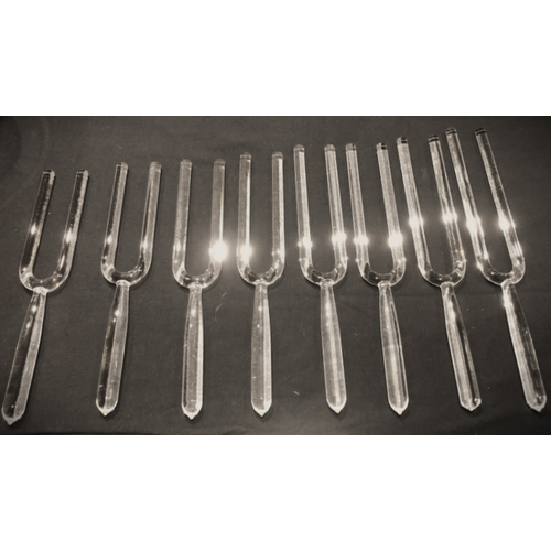 Small Glass Tuning Fork 8pc Set - 10mm - With Case