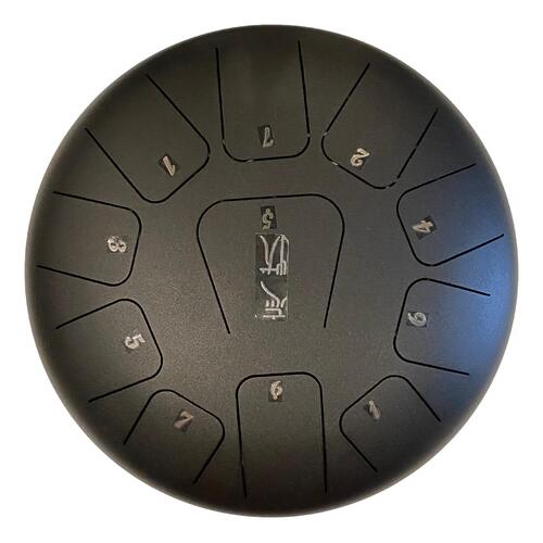 Black 12" Tongue Drum 11 Notes C Diatonic 
