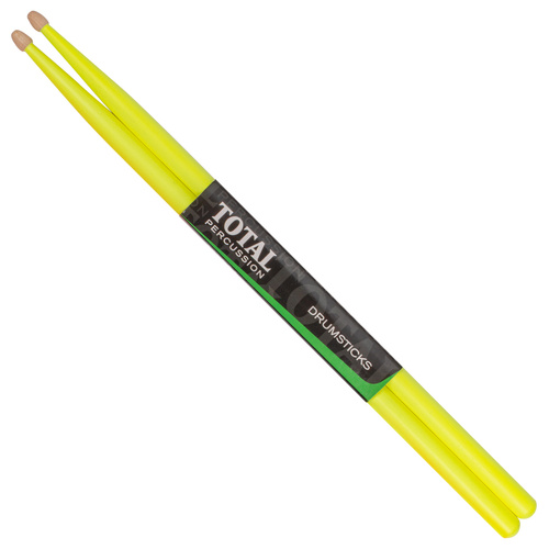 Total Percussion 5A Wood Tip Drum Stick - Fluro Yellow