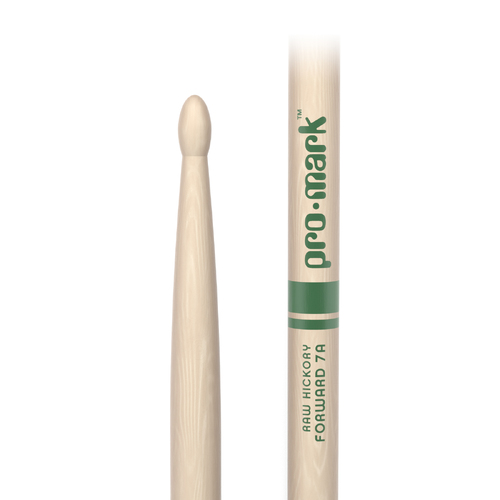 Promark Forward 7A Raw Hickory Drumstick, Oval Wood Tip